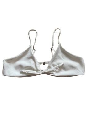 4/$20➡️  White Tie-Front Ribbed Plus Size Bikini Top – Size 3X GUC